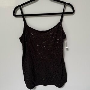 LOFT Black Sequin Tank Top size large